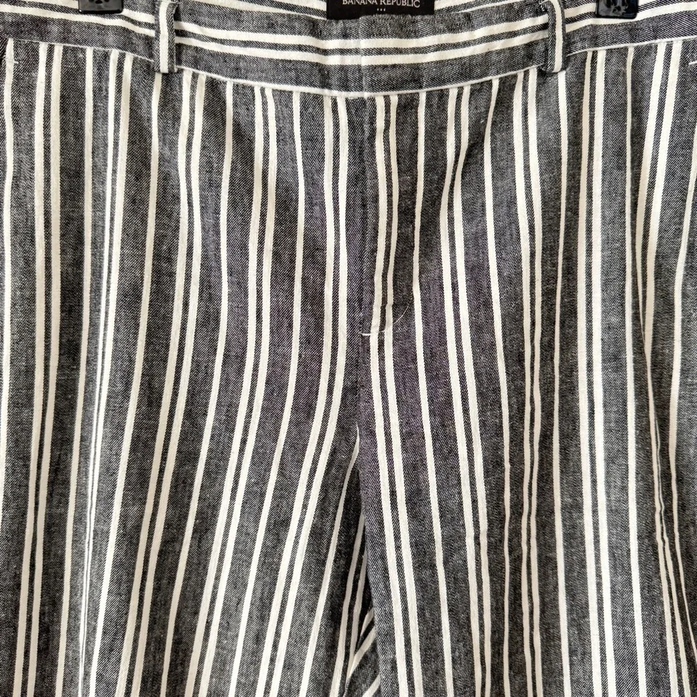 NWOT Banana Republic Avery Striped Linen Blend Tailored Ankle Pant Petite Sz 12